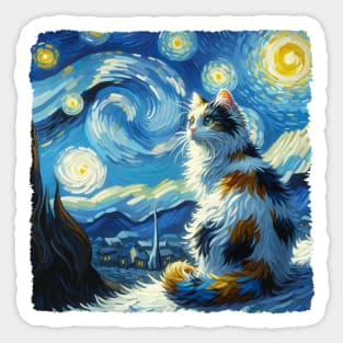 Turkish Van Starry Night Inspired - Artistic Cat Sticker